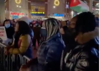 Un drapeau palestinien dans les manifestations de New York contre l’acquittement de Kyle Rittenhouse