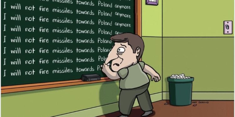 La Russie n’est pas antisémite : L’ambassade de Russie au Royaume-Uni publie une caricature de Zelensky avec un nez crochu
