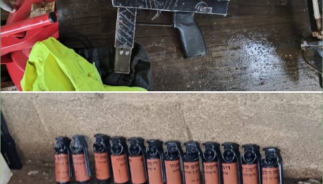 Grenades, armes automatiques, armes légères, découvertes dans le secteur arabe