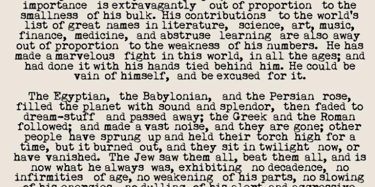 Ce que Mark Twain dit du peuple juif