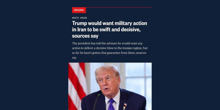 Résumé de la nuit du 14 au 15 janvier – Iran : Trump veut une action militaire « rapide et décisive »